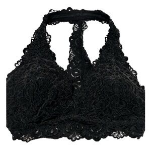 Gilly Hicks black lace velvet bralette with racerback, size small